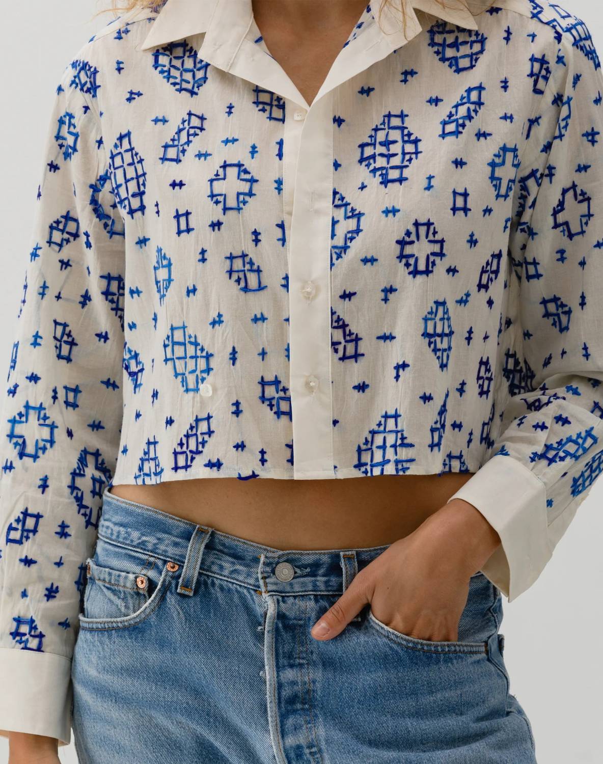 Cissa - Crop Button Down Wrap Shirt
