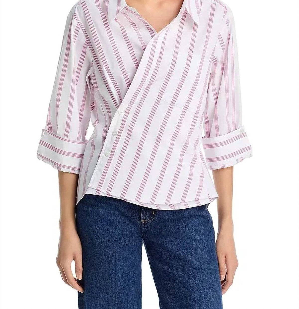 Cissa - Overshirt Asymmetrical Placket Top