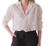 Cissa - Shorty Cotton Silk Sheer Stripe Shirt