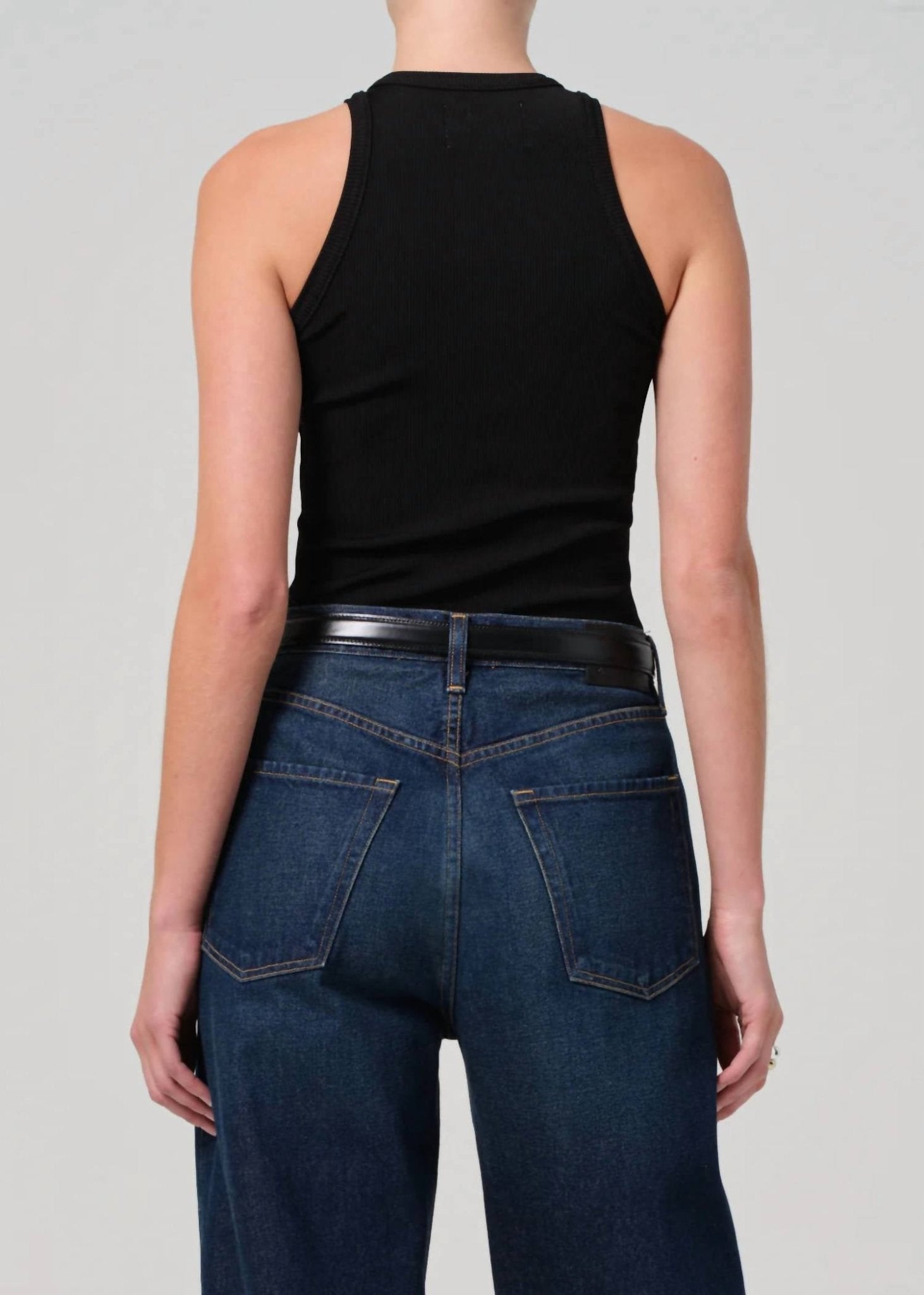 Citizens Of Humanity - Akira Ribbed Stretch Tank Top - black - clothing - solid