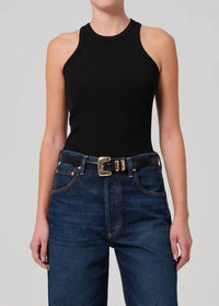 Citizens Of Humanity - Akira Ribbed Stretch Tank Top - black - clothing - solid