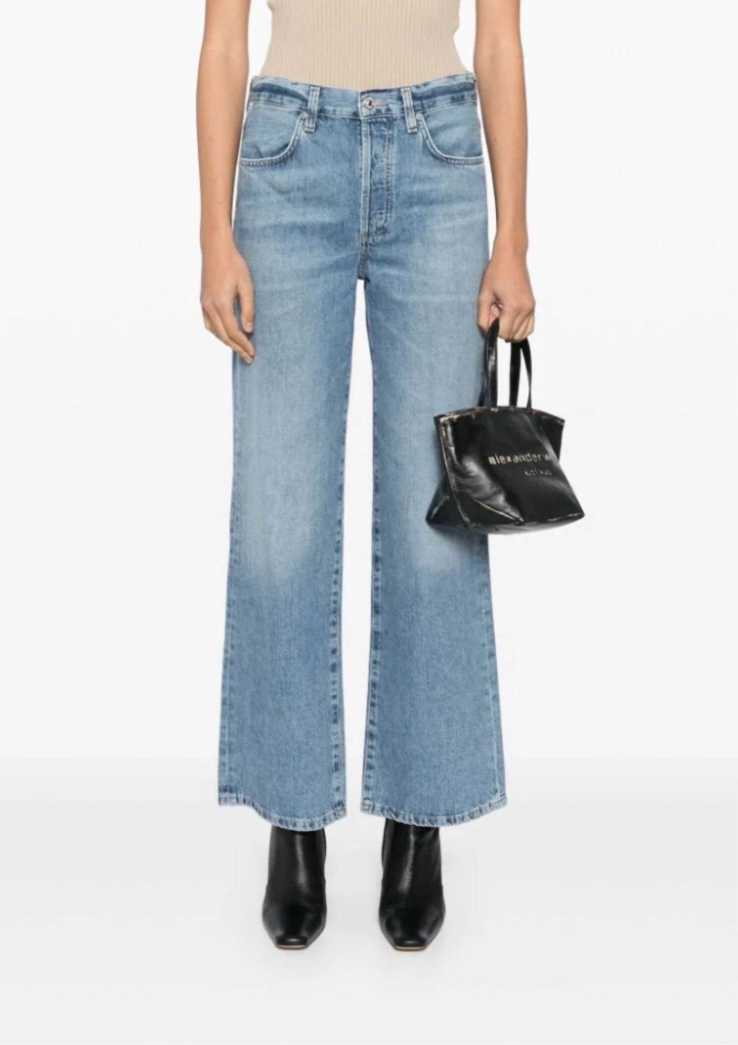 Citizens Of Humanity - Annina High Waist Wide Leg Jean - blue - clothing - cotton