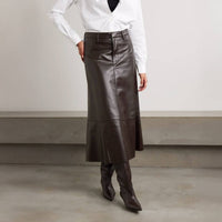 Citizens Of Humanity - Cassia Leather Skirt - brown - clothing - knee - length - skirts