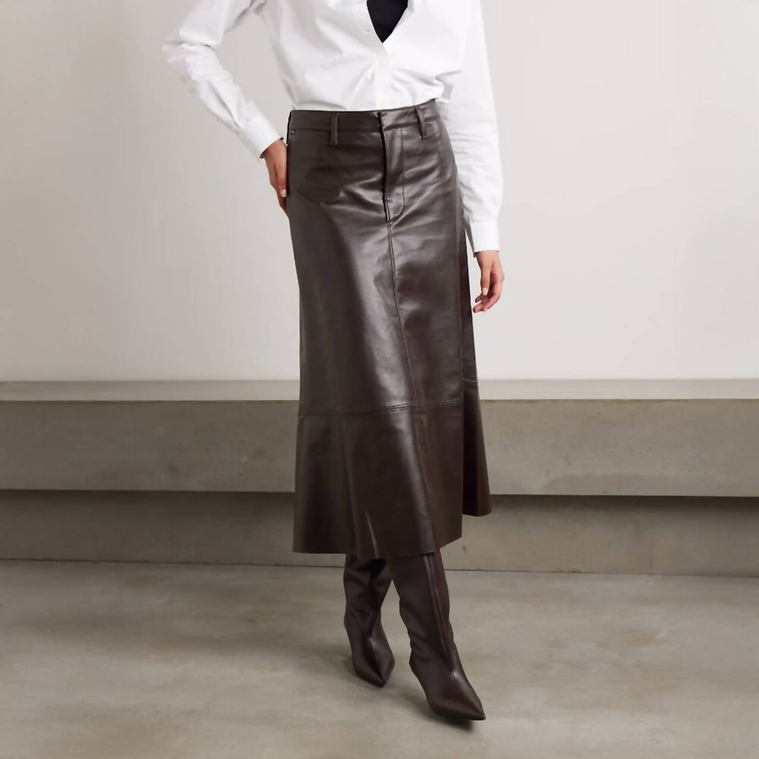 Citizens Of Humanity - Cassia Leather Skirt - brown - clothing - knee - length - skirts