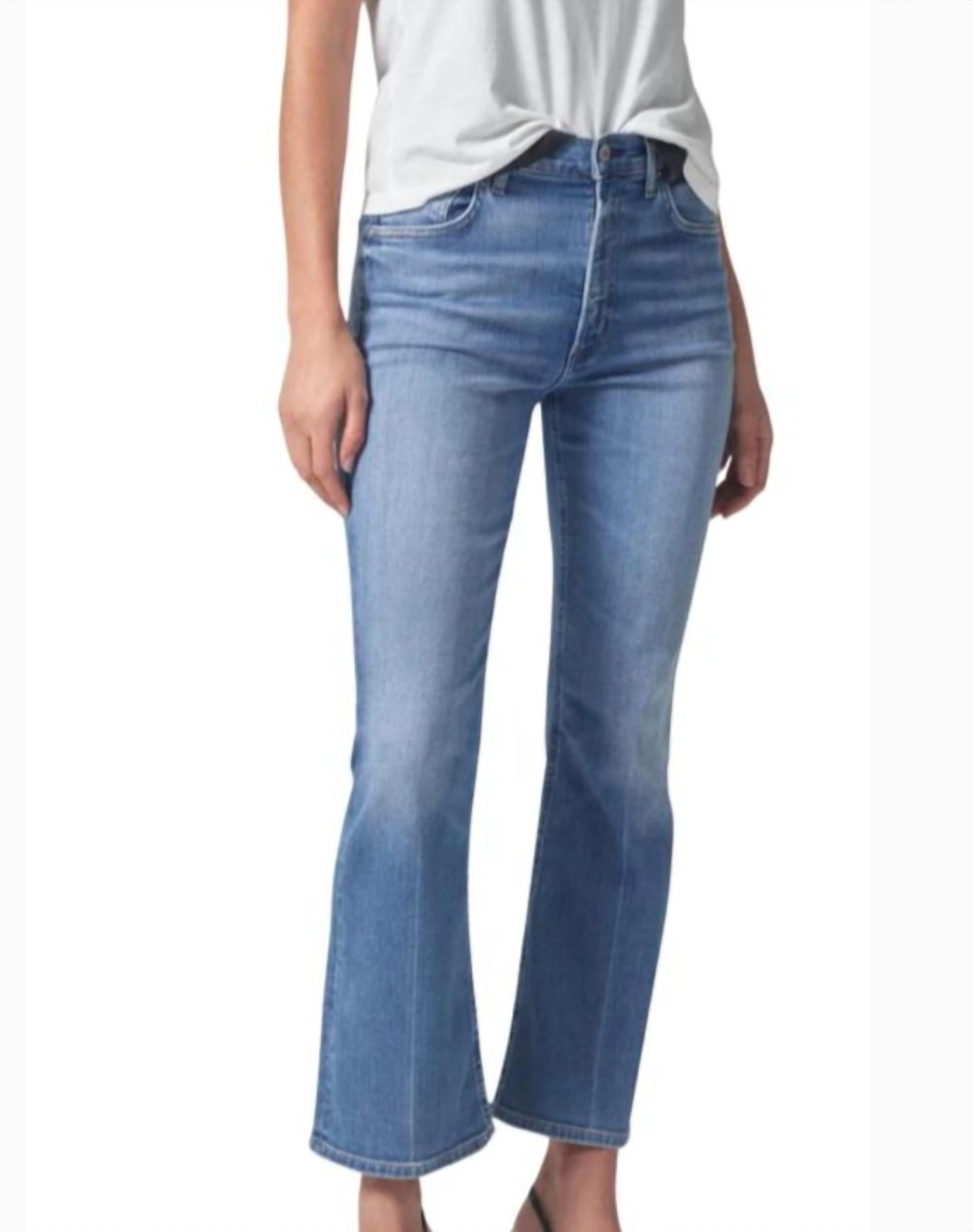 Citizens Of Humanity - Isola Mid Rise Cropped Boot Jeans - ankle - blue - clothing