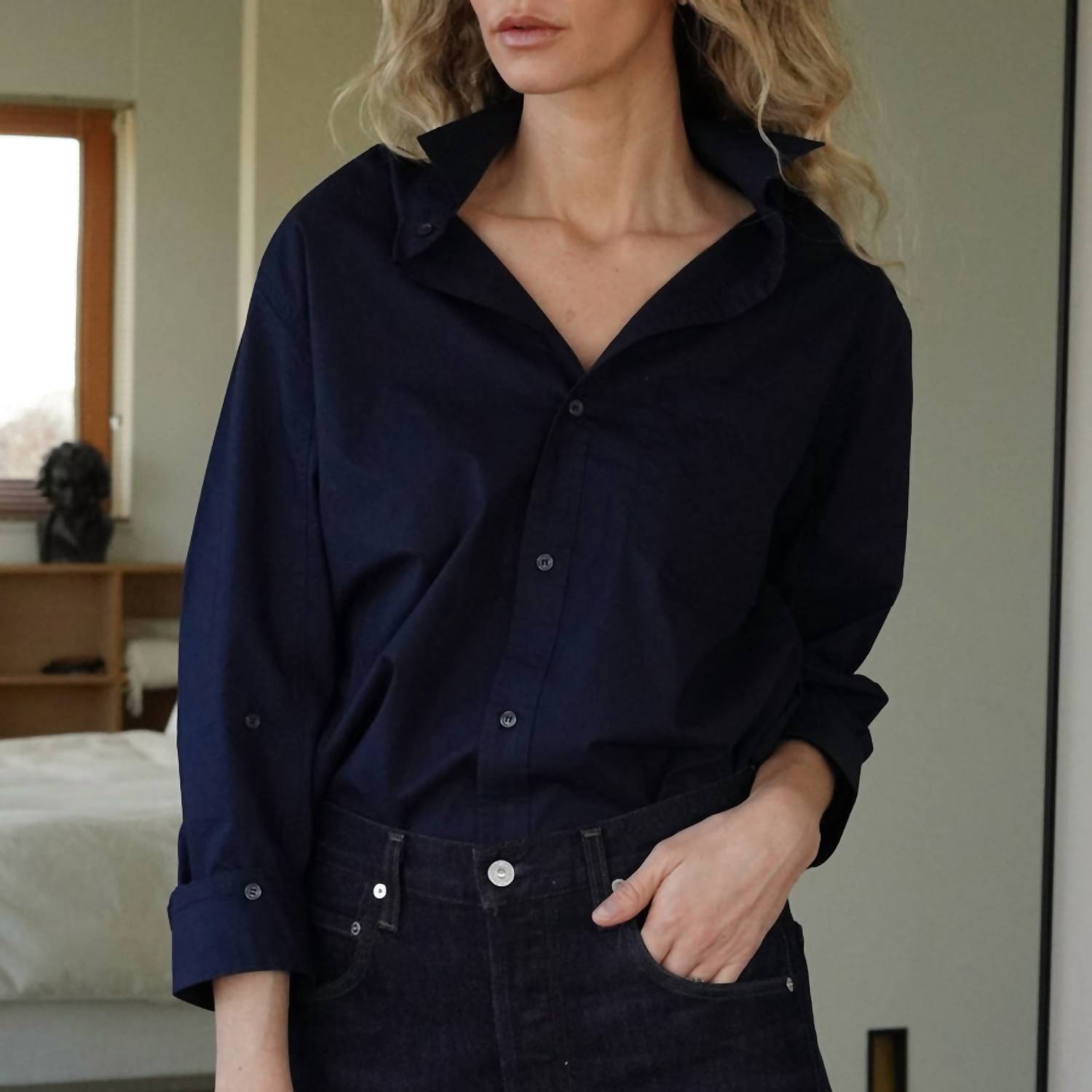 Citizens Of Humanity - Kayla Shrunken Shirt - blue - clothing - cotton