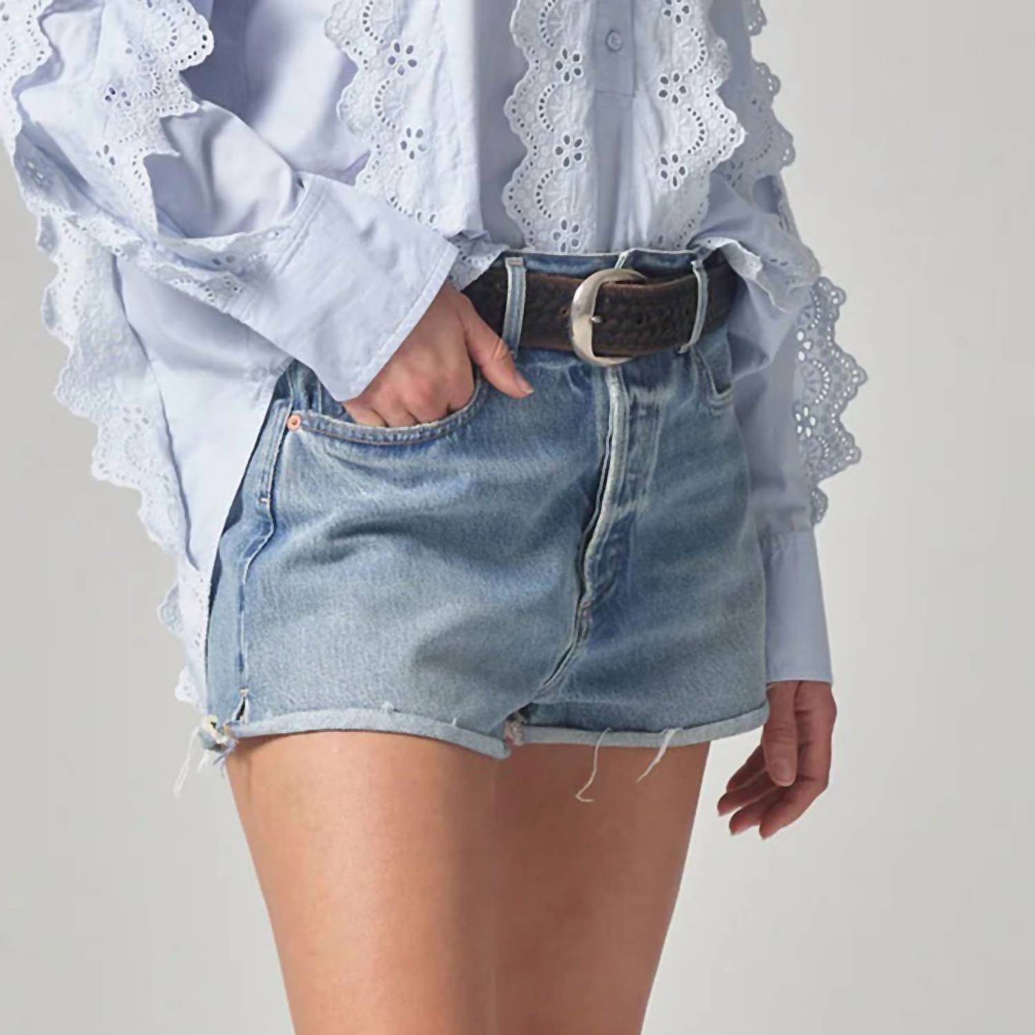 Citizens Of Humanity - Marlow Jean Short - blue - clothing - cotton