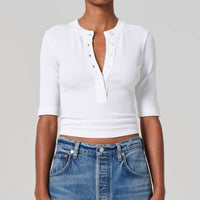 Citizens Of Humanity - Nali Henley Top - clothing - cotton - blend - shirts