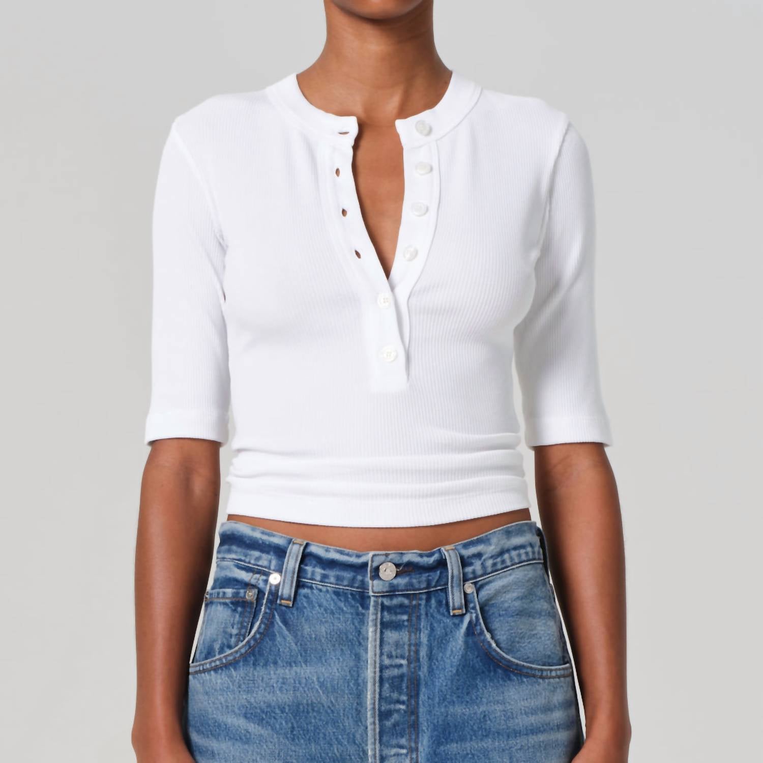 Citizens Of Humanity - Nali Henley Top - clothing - cotton - blend - shirts