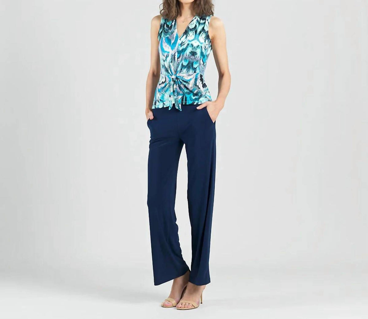 Clara Sun Woo - Abstract Sleeveless V-neck Twist Blouse