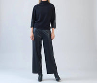 Clara Sun Woo - Plush Ribbed Liquid Leather Cuff Sweater