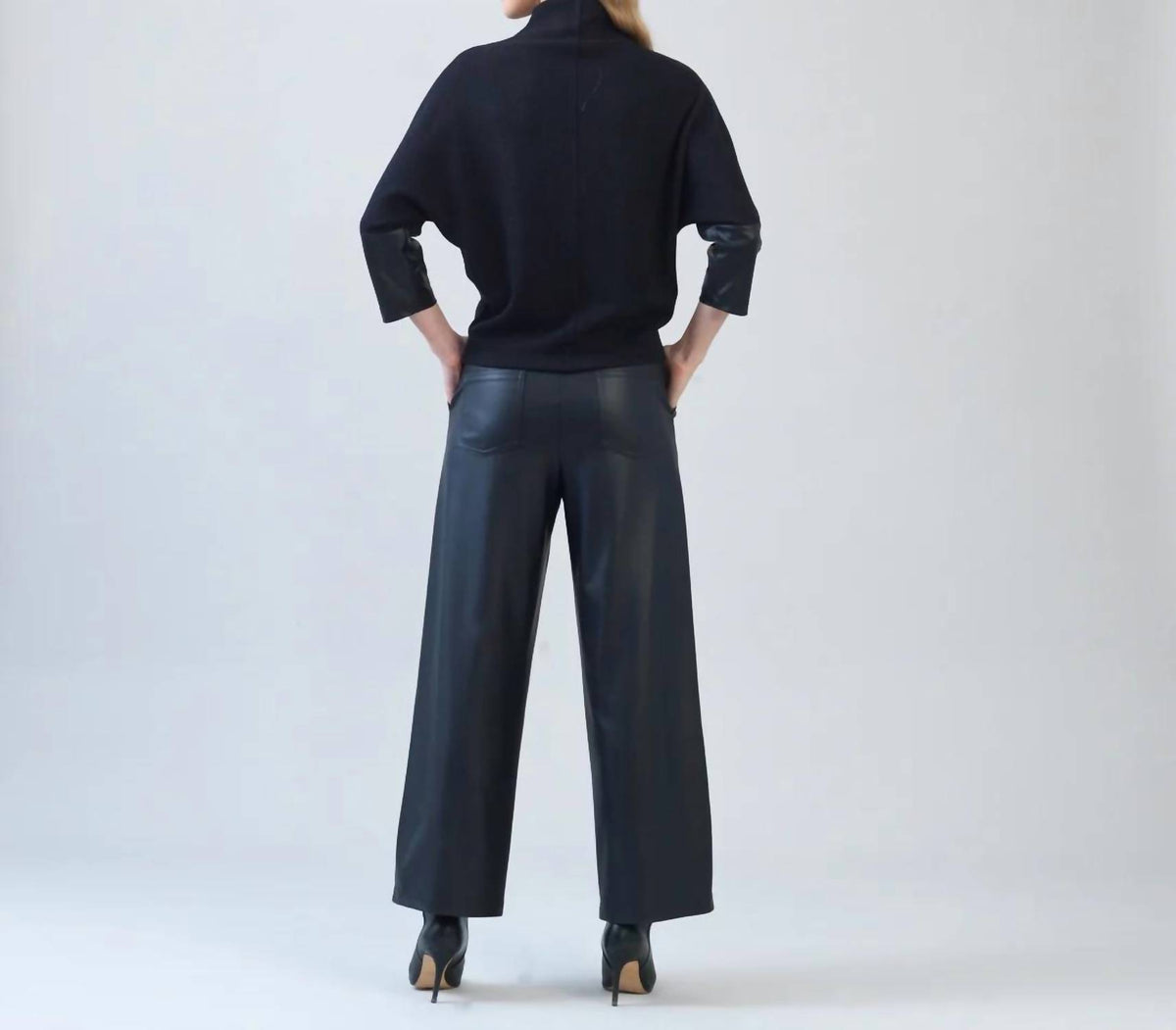 Clara Sun Woo - Plush Ribbed Liquid Leather Cuff Sweater