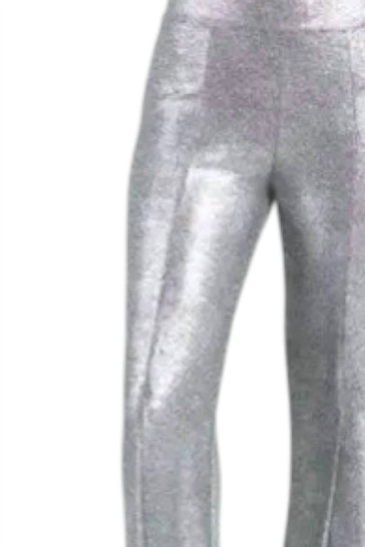 Clara Sun Woo - Shimmer Stretch Knit Kick Front Pull On Pant With Center Split