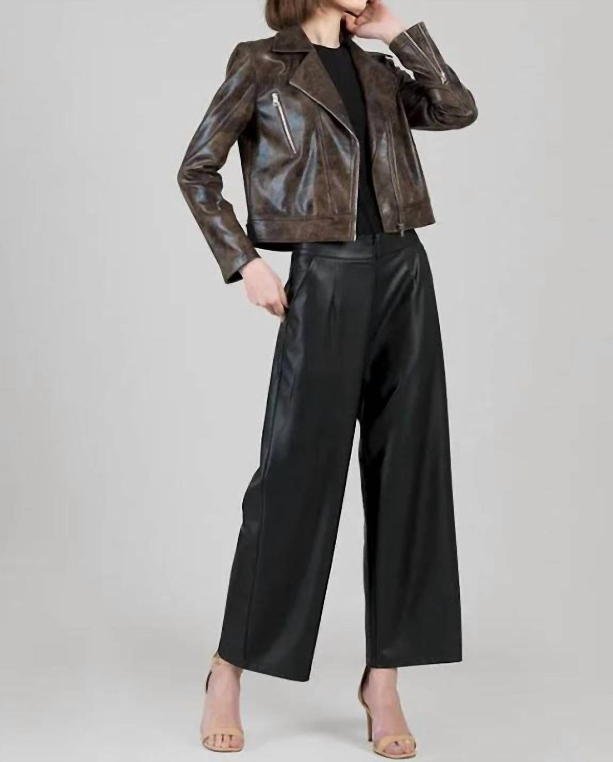 Clara Sunwoo - Distressed Leather High Waist Jacket