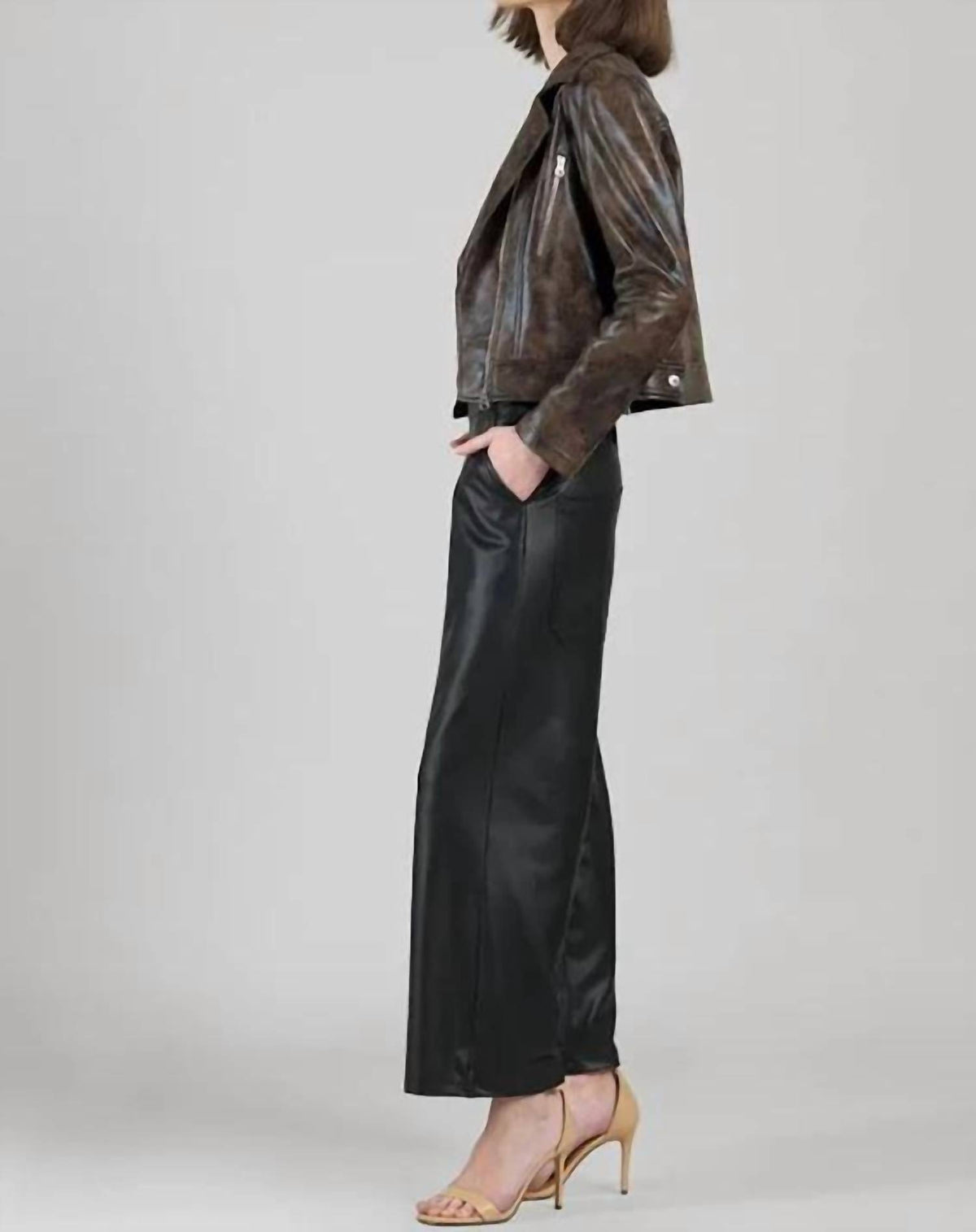 Clara Sunwoo - Distressed Leather High Waist Jacket