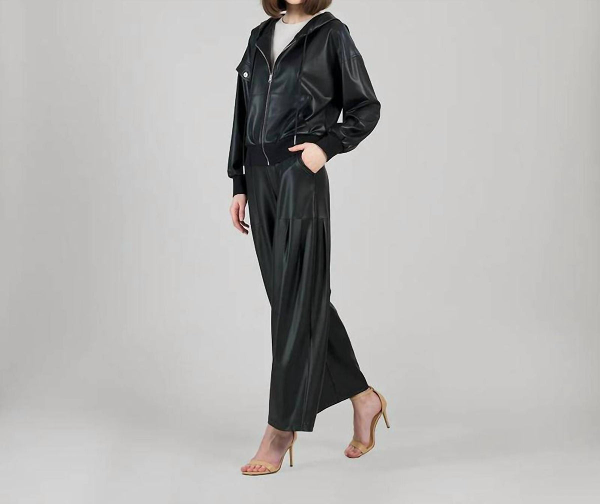 Clara Sunwoo - Liquid Leather Drawstring Track Jacket