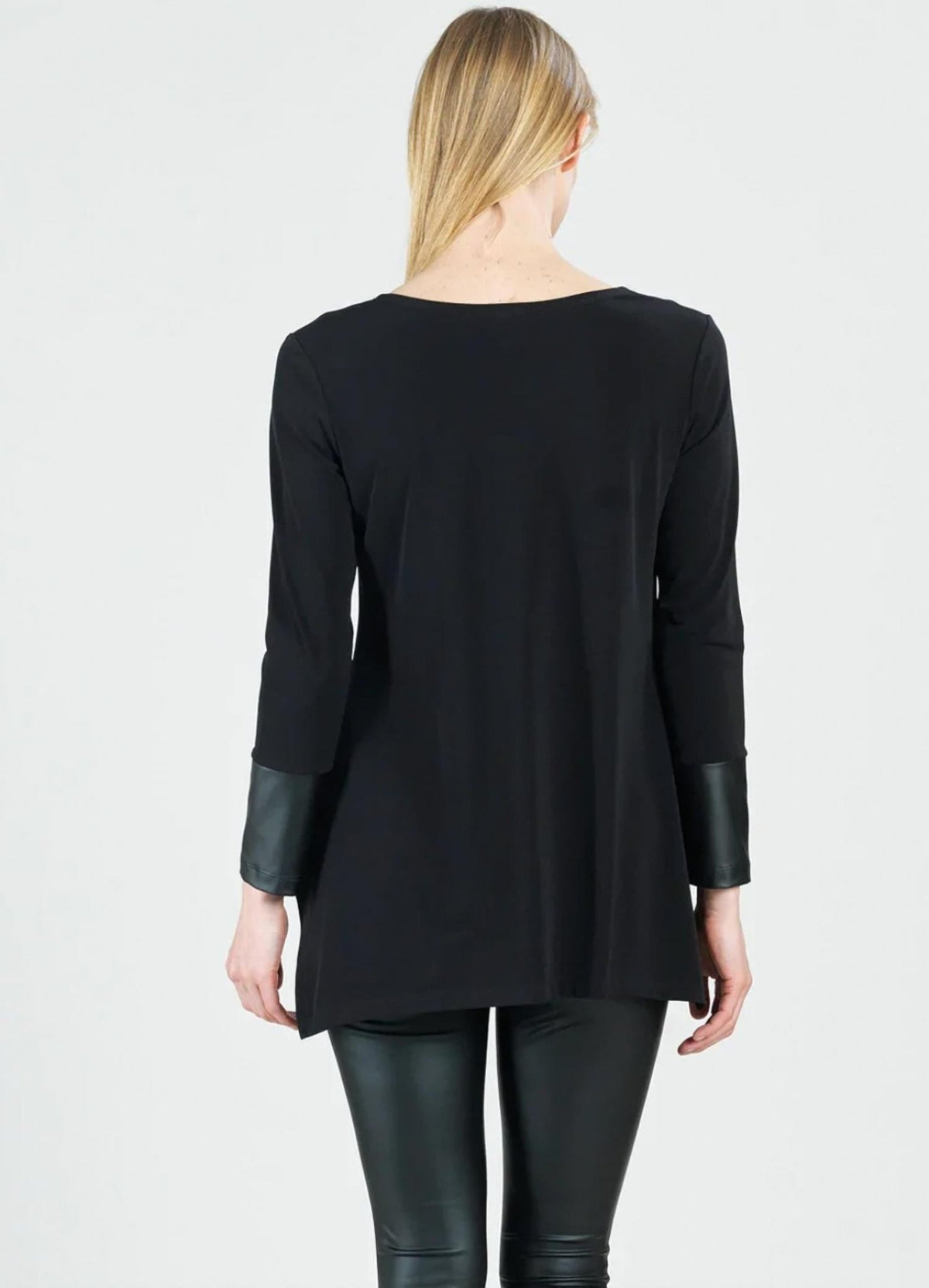 Clara Sunwoo - Parachute Hem Liquid Leather Cuff Tunic Top