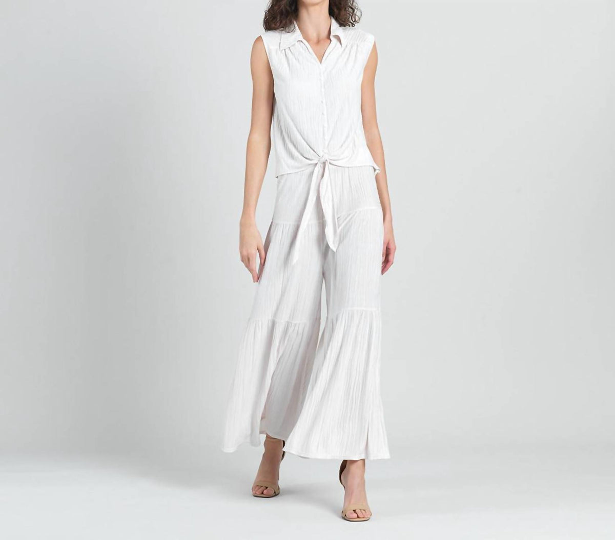 Clara Sunwoo - Sleeveless Button Down Tie Hem Top - Plus