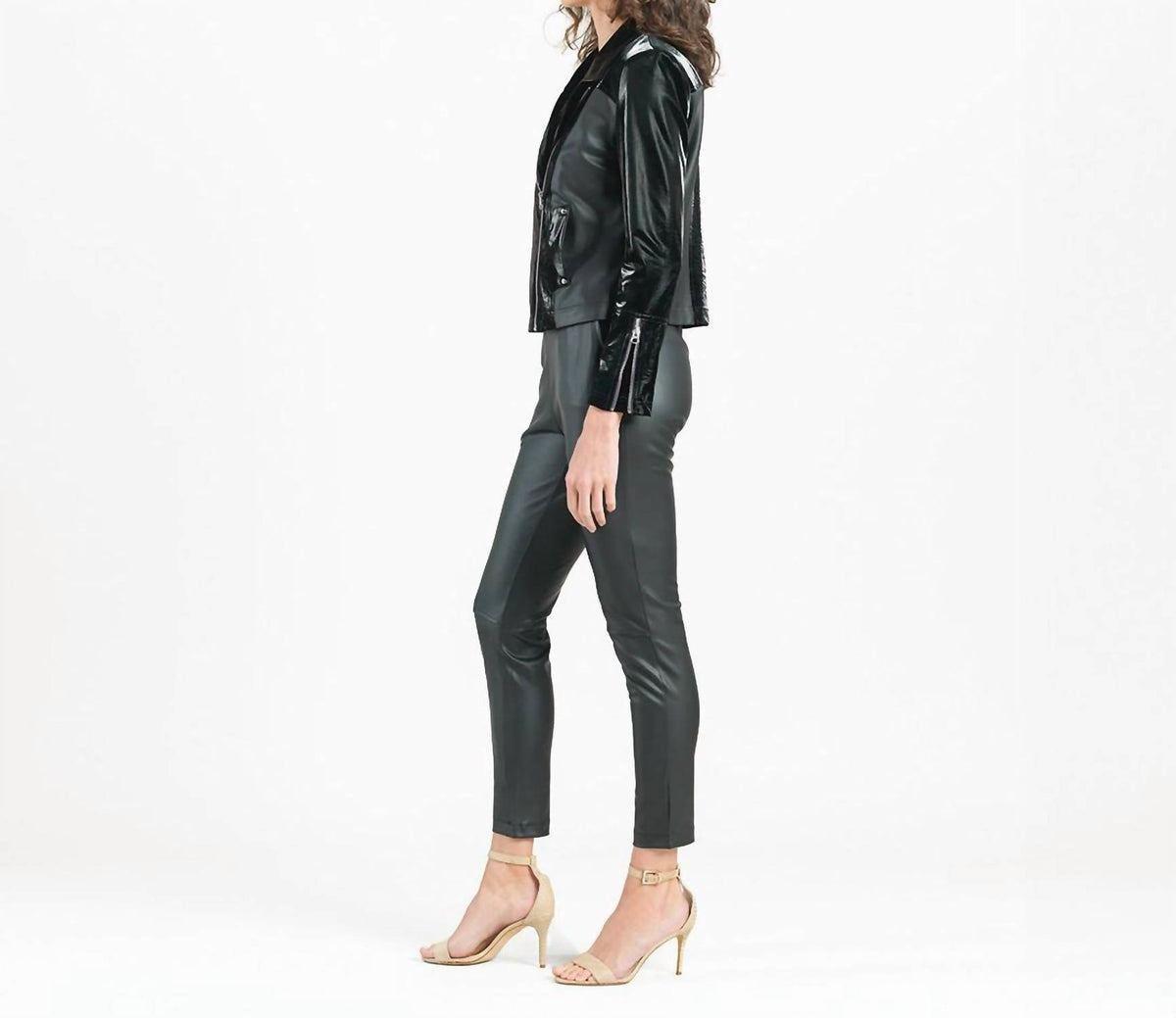 Clara Sunwoo - Vinyl Liquid Leather Panel Zip Cuff Pocket Jacket
