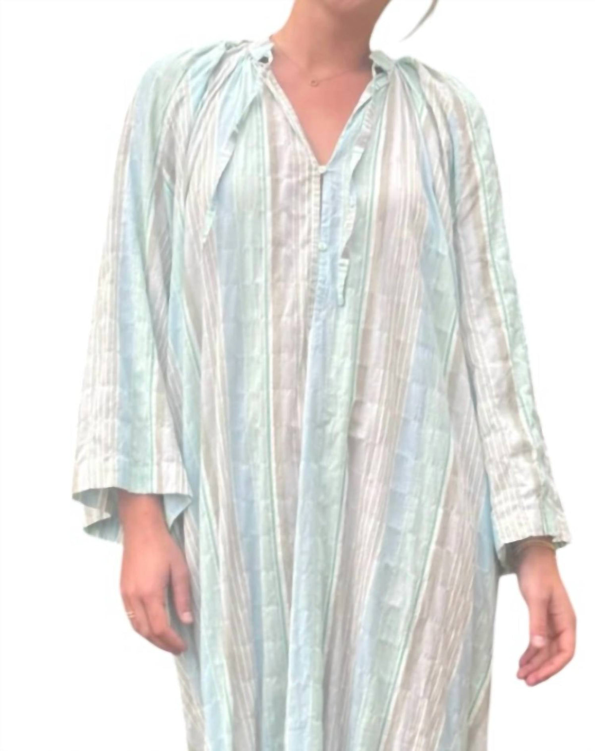 Claramonte - Plissee Stripe Maxi Dress