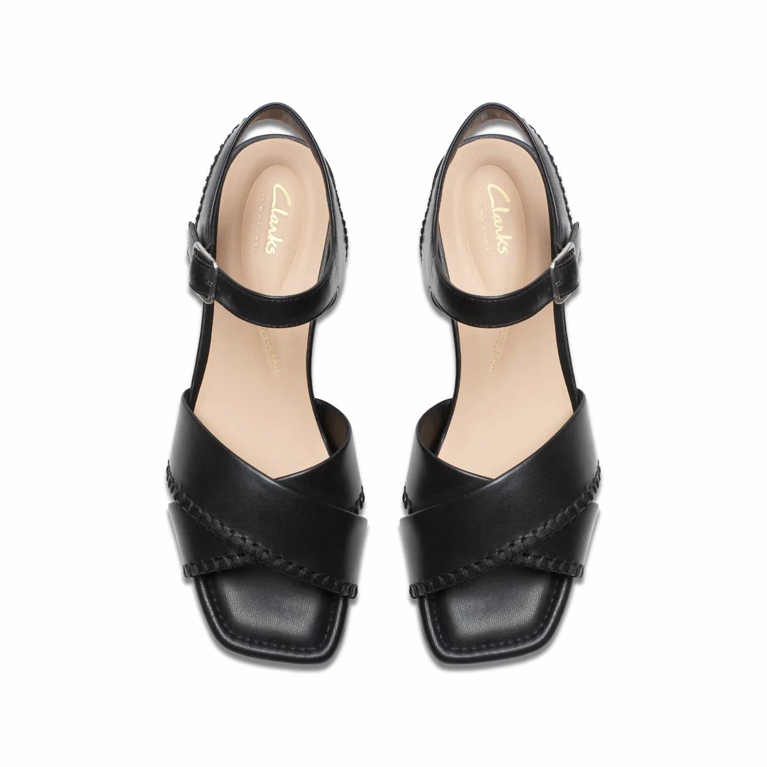 Clarks - Women's Serina 35 Cross Sandals - black - leather - sandals