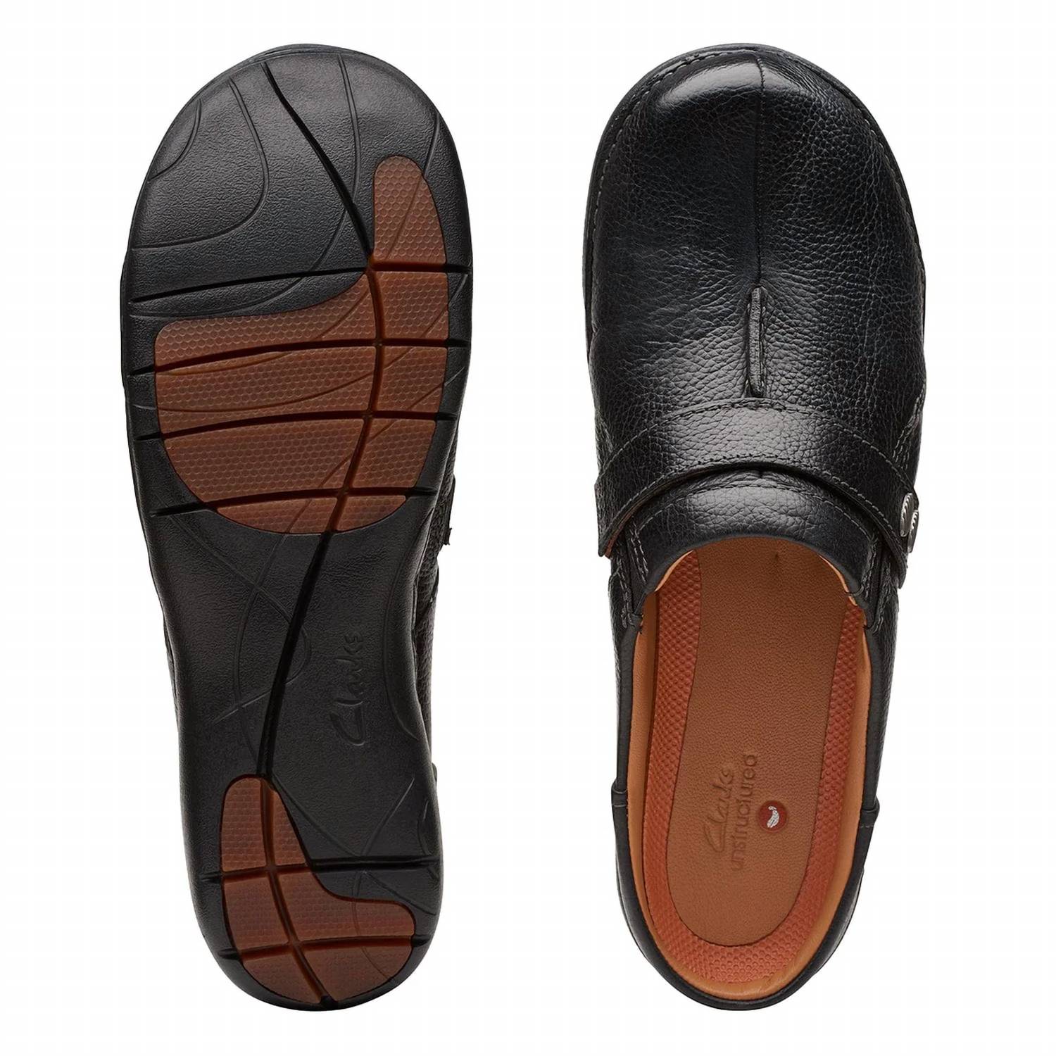 Clarks - Women's Un Loop Ease Slip - on Shoes - black - clogs - leather