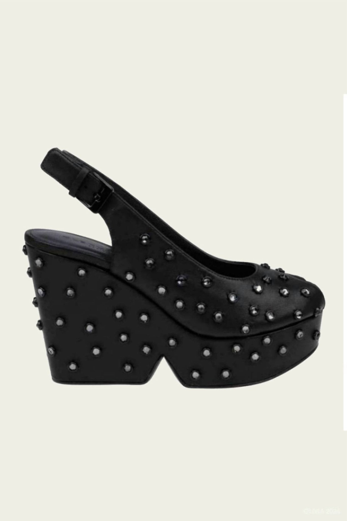 Clergerie - Davina Embellished Wedge Sandal - black - sandals - shoes