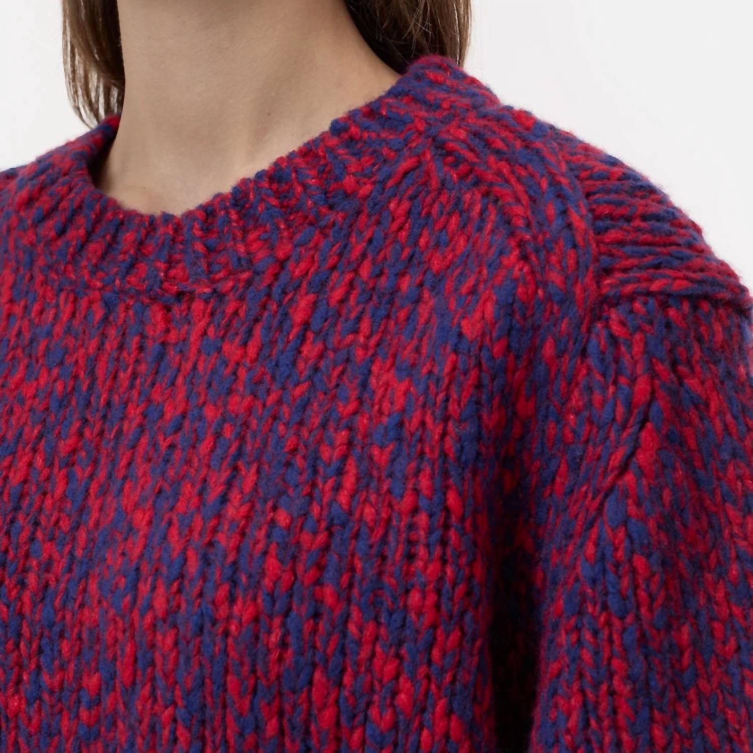 Closed - Cropped Crewneck Wool Sweater - clothing - crew - patterned