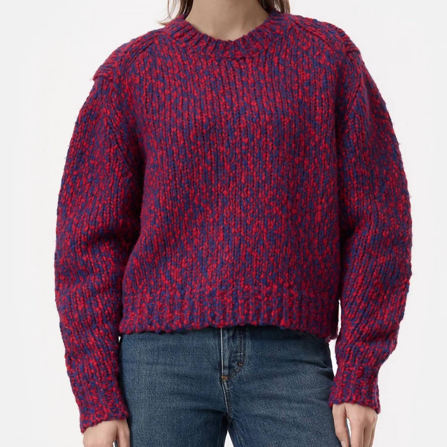 Closed - Cropped Crewneck Wool Sweater - clothing - crew - patterned