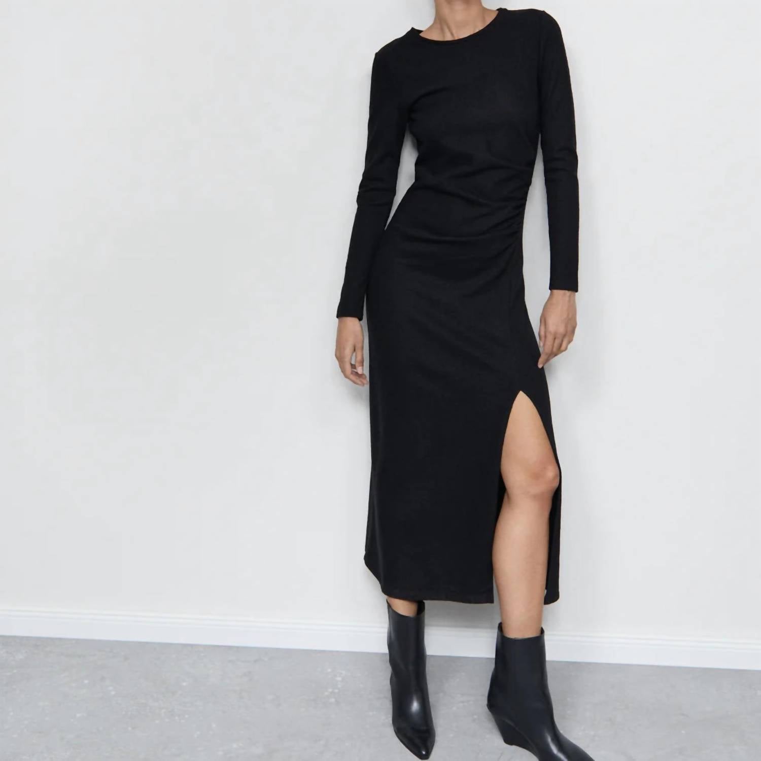 Closed - Draped Midi Dress - black - clothing - dresses