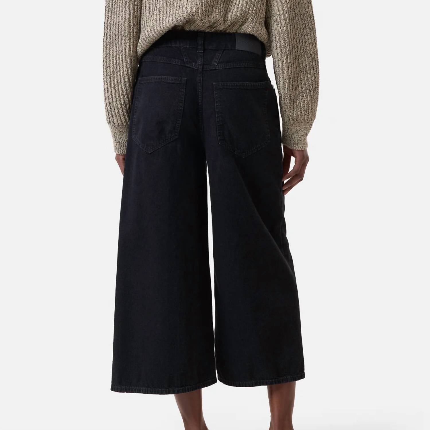 Closed - Lyna Wide Leg Denim Jean - ankle - black - clothing