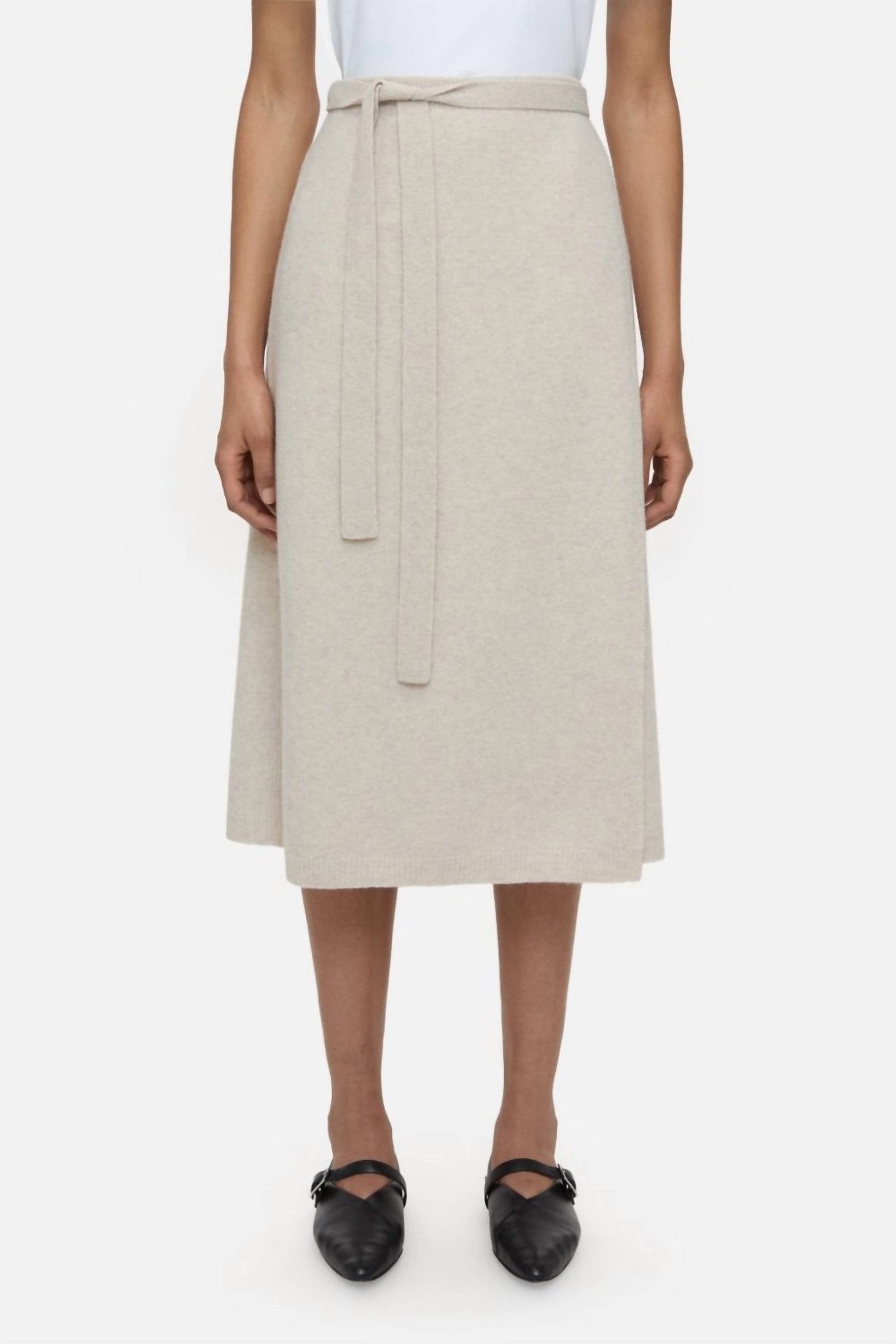Closed - Merino Wool Wrap Skirt - beige - clothing - knee - length - skirts