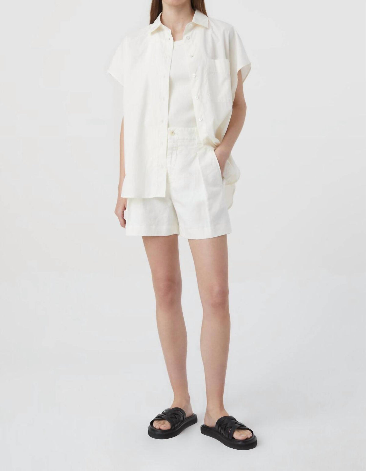Closed - Mid Waist Linen Cotton Blend Shorts