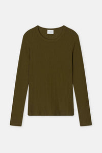 Closed - Ribbed Cotton Long Sleeve Crewneck Top