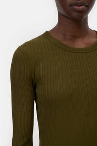 Closed - Ribbed Cotton Long Sleeve Crewneck Top