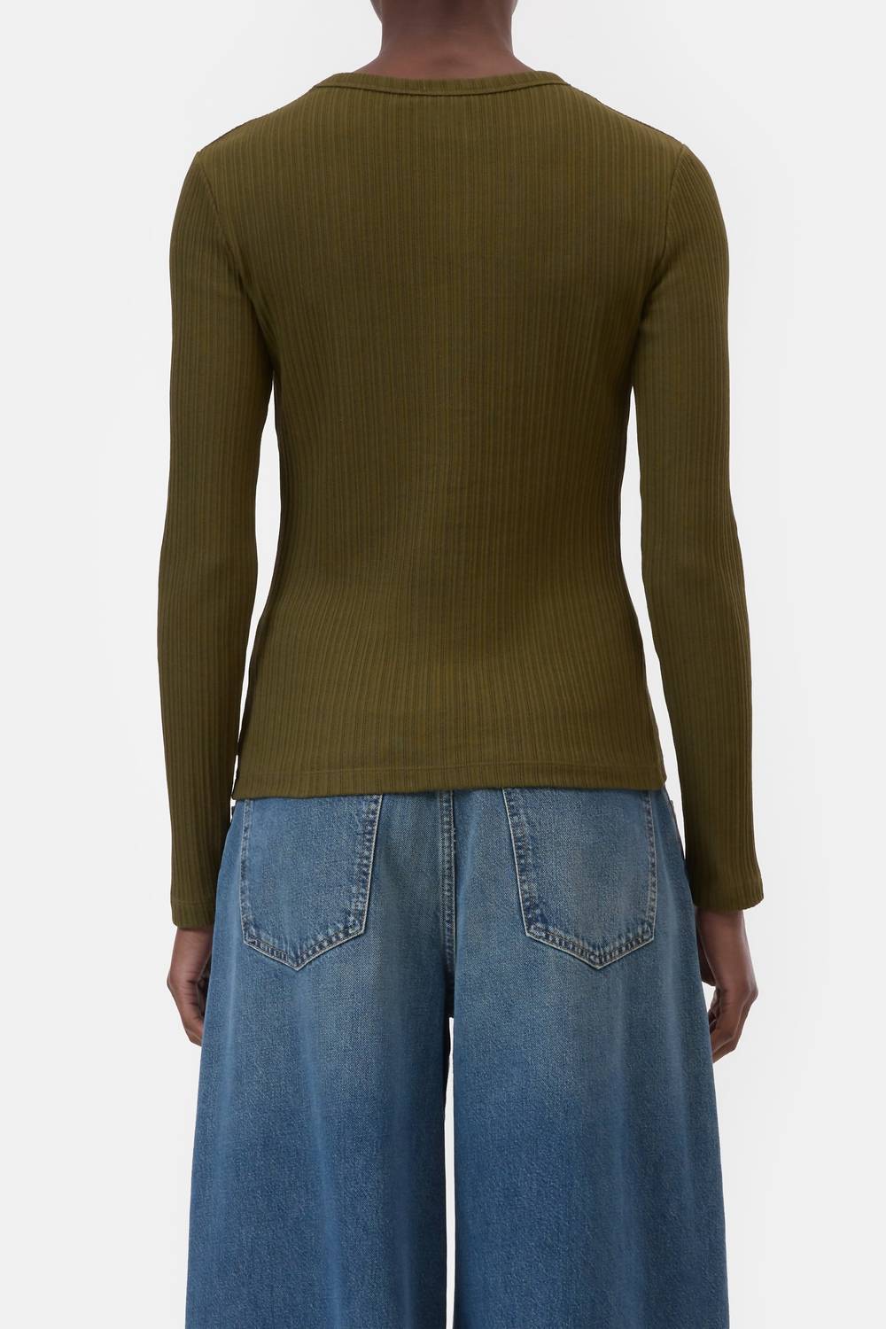 Closed - Ribbed Cotton Long Sleeve Crewneck Top