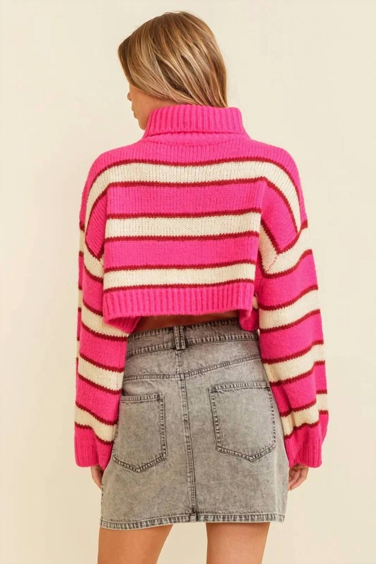 Cloud Ten - Cropped Stripe Turtleneck Sweater