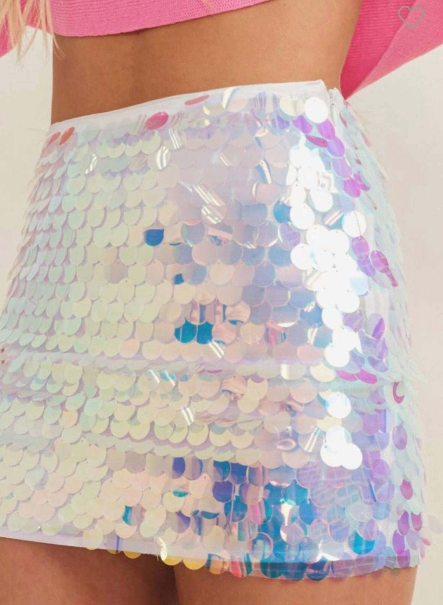 Cloud Ten - Pearl Iridescent Sequin Disc Mini Skirt - clothing - mini - mini - skirts