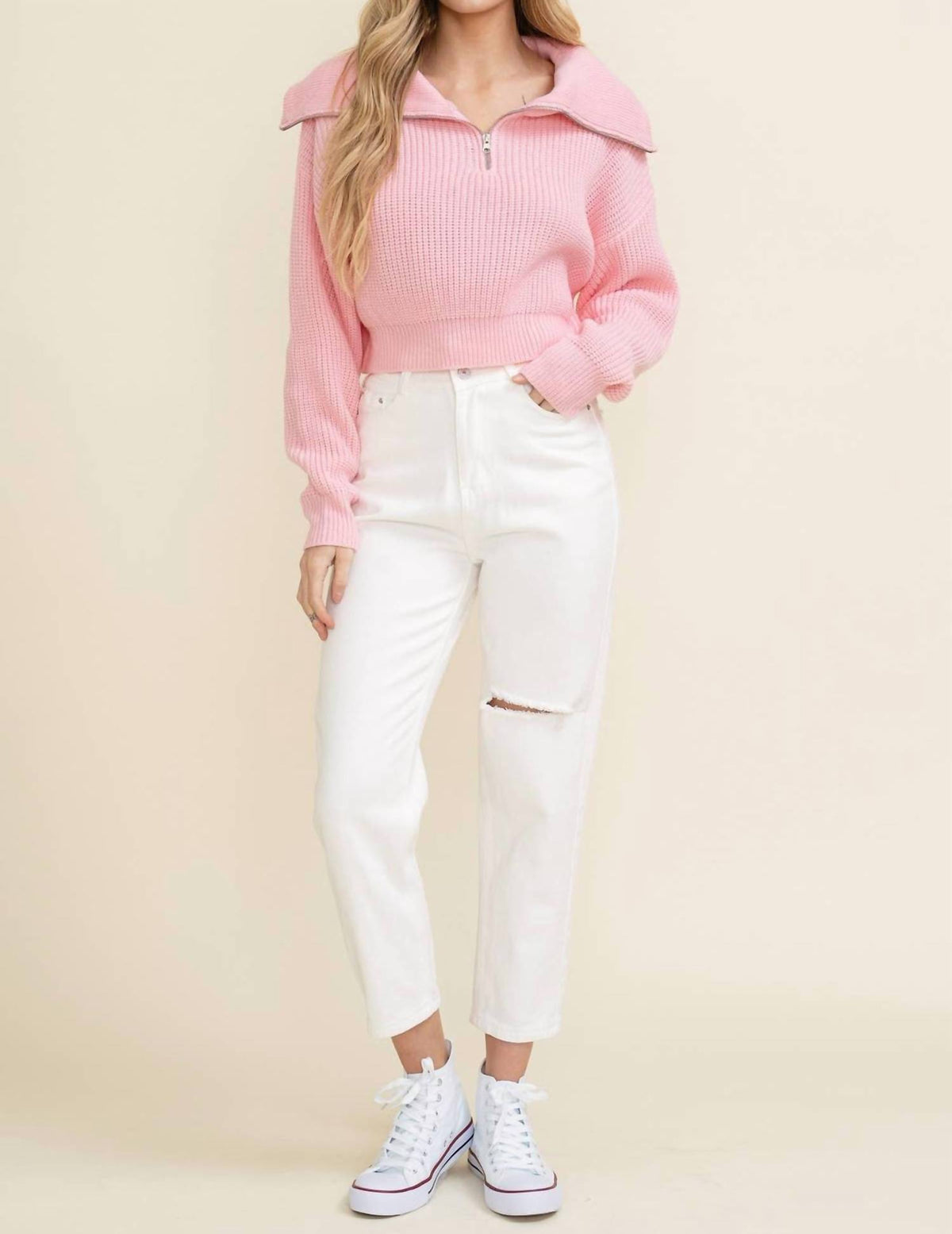 Cloud Ten - Quarter Zip Sweater Top