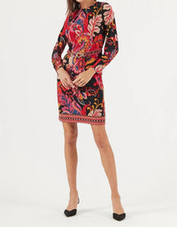 Clover And Sloane - Floral Belted Long Sleeve Dress - clothing - collection:vacationdresses(Auto) - dresses