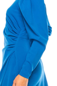 Clover And Sloane - Long Sleeve Mock Neck Dress - blue - clothing - dresses