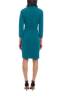 Clover And Sloane - Long Sleeve Zip Neck Sheath Dress - clothing - dresses - green