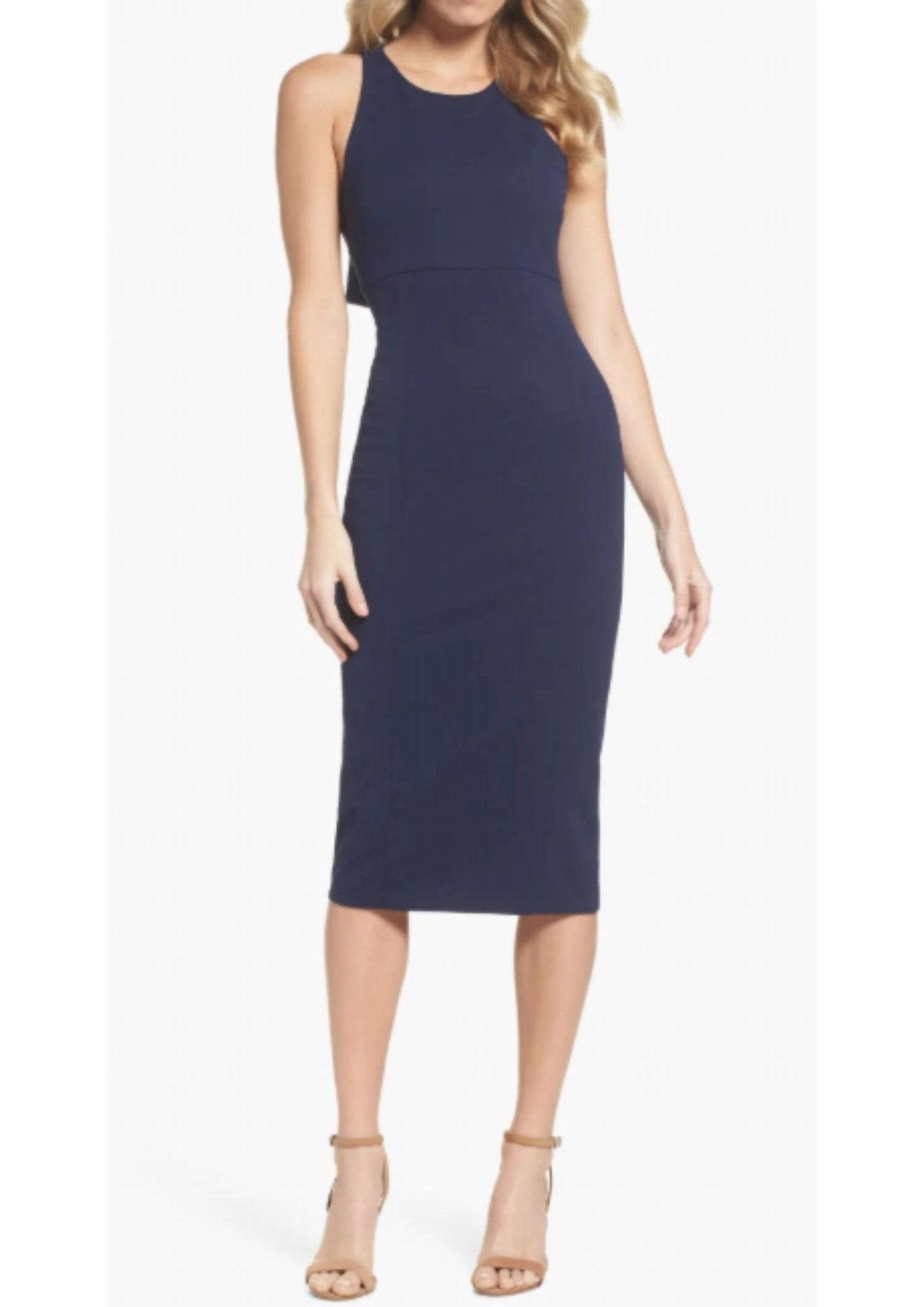 Clover And Sloane - Open Back Sheath Dress - blue - clothing - dresses