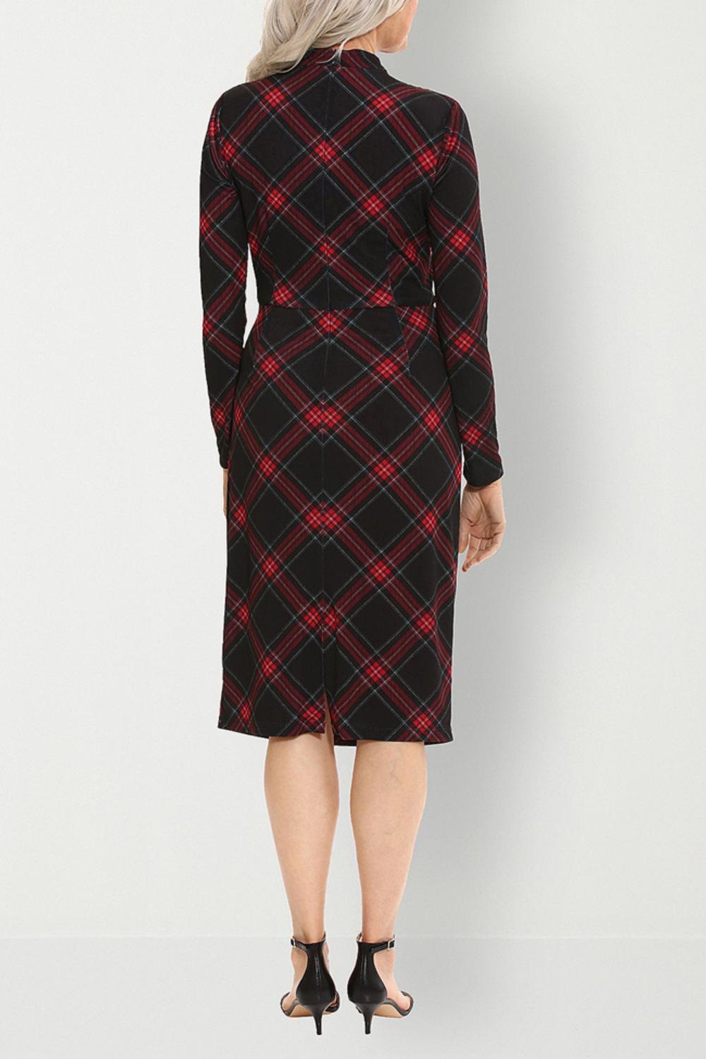 Clover And Sloane - Plaid Ruched Mock Neck Midi Dress - clothing - dresses - midi