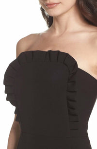 Clover And Sloane - Strapless Ruffle Apron Cocktail Dress - black - clothing - dresses