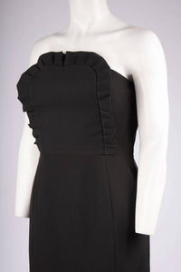 Clover And Sloane - Strapless Ruffle Apron Cocktail Dress - black - clothing - dresses