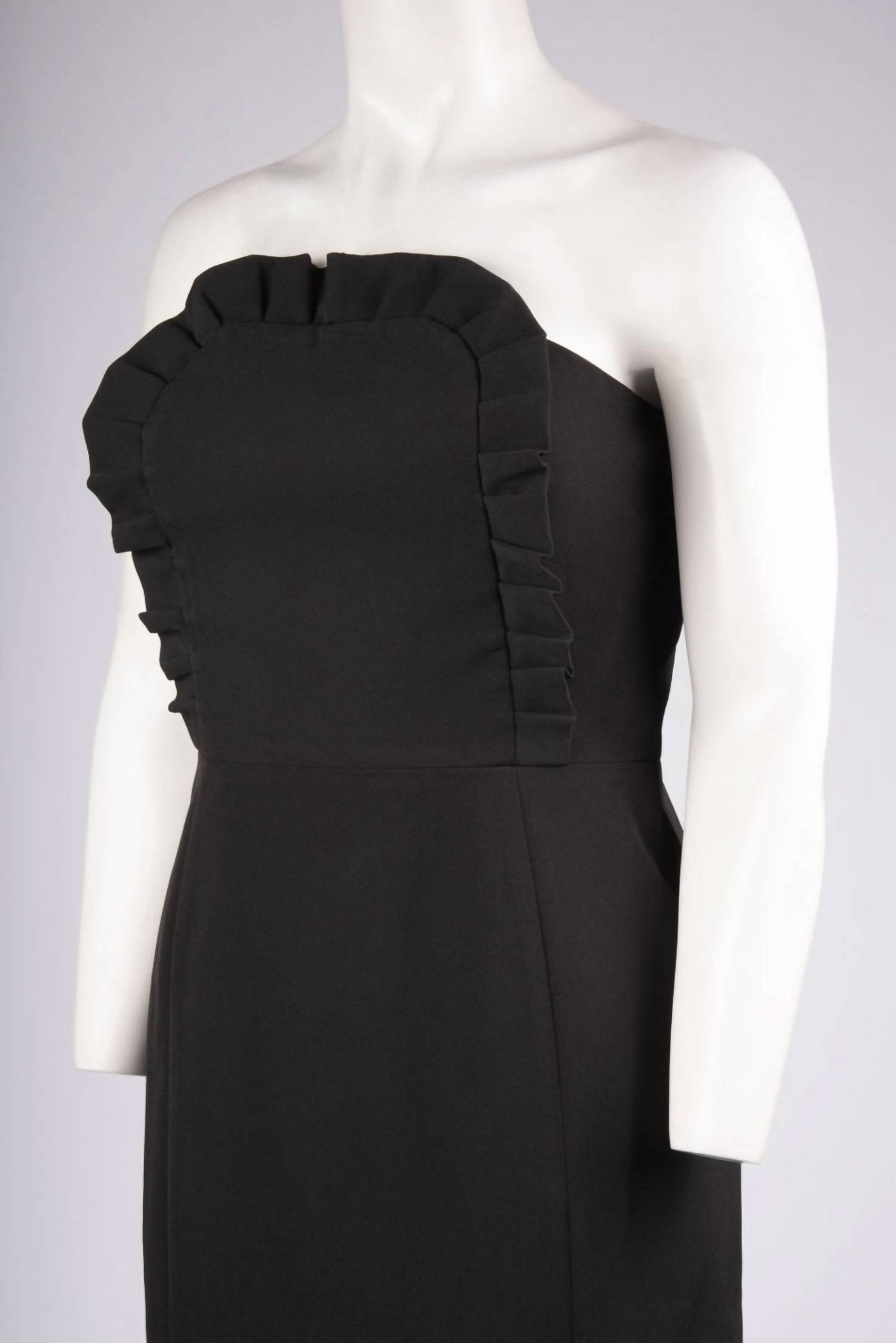 Clover And Sloane - Strapless Ruffle Apron Cocktail Dress - black - clothing - dresses