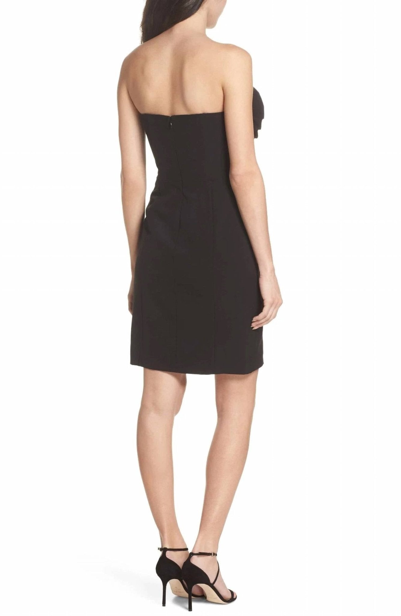 Clover And Sloane - Strapless Ruffle Apron Cocktail Dress - black - clothing - dresses