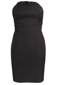 Clover And Sloane - Strapless Ruffle Apron Cocktail Dress - black - clothing - dresses