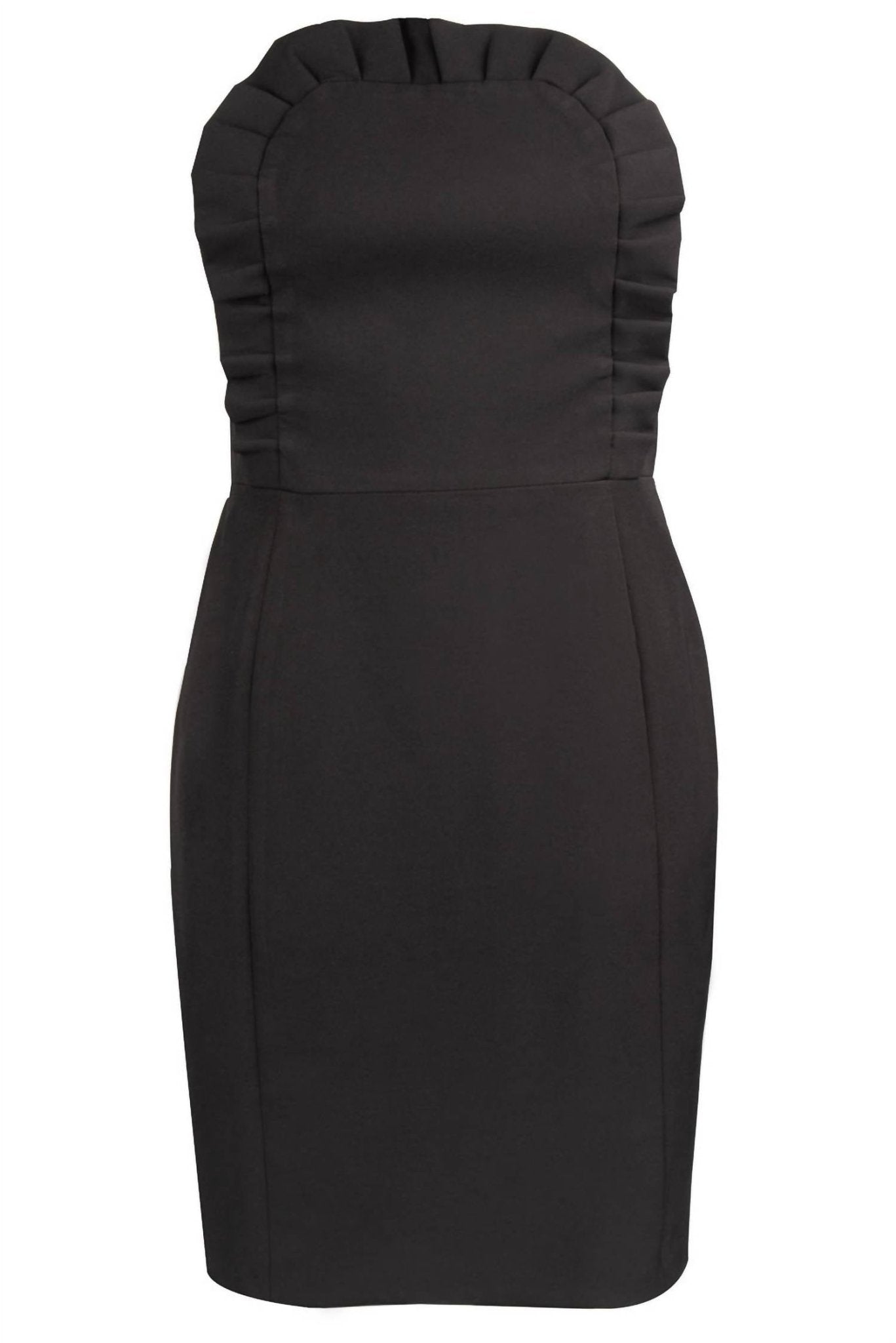 Clover And Sloane - Strapless Ruffle Apron Cocktail Dress - black - clothing - dresses